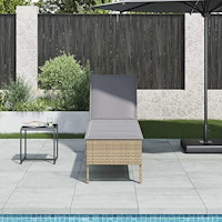 vidaXL Solstol med dyna beige 55x200x44cm konstrotting