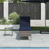 vidaXL Solstol med dyna grå 55x200x44cm konstrotting