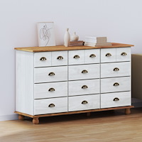 vidaXL Låda med lådor 'ASKIM'Vit 79x40x133.5 cm Massivt Trä Tall