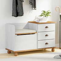vidaXL Entré Förvaringsbänk ASKIM Vit 100x39x62 cm Solid Trä Furu