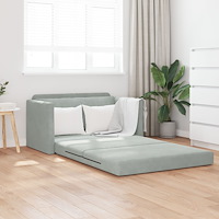 vidaXL Golvsängsoffa 2-i-1 Ljusgrå 124x204x61 cm Sammet