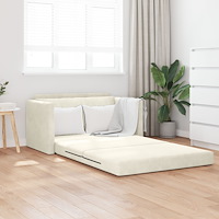 vidaXL Golvsoffa Bed 2-i-1 Kräm 124x204x61 cm Sammet