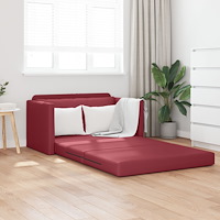 vidaXL Golvsoffa-säng 2-i-1 Vinröd 124x71x78 cm Konstläder