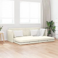vidaXL Golvsoffa 2-i-1 Gräddvit 213x144x60 cm Sammet
