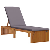 vidaXL Solstol med Kudde 200x55x30 cm Massivt Akaciaträ