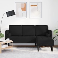 vidaXL 3-sits L-formad soffa Svart 160 cm Tyg