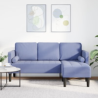 vidaXL 3-Sits L-formad Soffa Jeans Blå 160 cm Tyg
