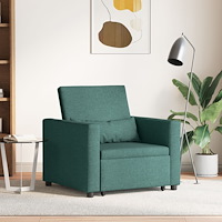 vidaXL Enkel Soffbed Reclining med hjul Mörkgrön 90 x 165 x 87 cm tyg