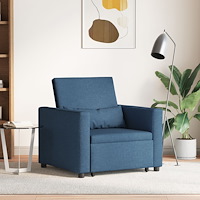 vidaXL Enkel Soffbed Reclining med hjul Blå 90 x 165 x 87 cm tyg