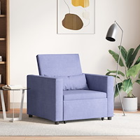 vidaXL Enkel Soffbed Reclining med hjul Jeansblå 90 x 165 x 87 cm tyg