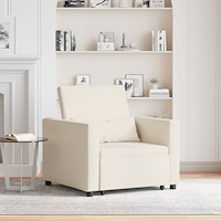 vidaXL Enkel Soffbed Reclining med hjul Krämvit 90 x 165 x 87 cm tyg
