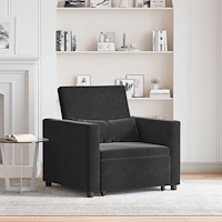 vidaXL Enkel Soffbed Reclining med hjul Svart 90 x 165 x 87 cm Sammet