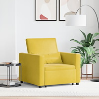 vidaXL Enkel Soffbed Reclining med hjul Gul 90 x 165 x 87 cm Sammet