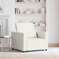 vidaXL Enkel Soffbed Reclining med hjul Kräm 90 x 165 x 87 cm Sammet
