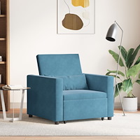 vidaXL Enkel Soffbed Reclining med hjul Blå 90 x 165 x 87 cm Sammet