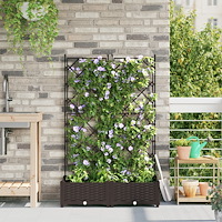vidaXL Trädgårdsplanterare med trellis 2 st Brun 80x40x125.5 cm
