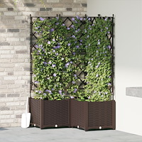 vidaXL Trädgårdsplanterare med Spaljé 3 st Brun 80x80x143 cm