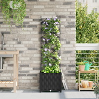 vidaXL Trädgårdsplanterare med trellis Svart 40x40x143 cm