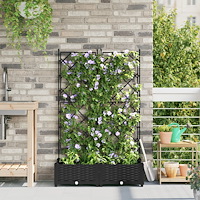 vidaXL Trädgårdsplanterare med spaljé 2 st Svart 80x40x125,5 cm