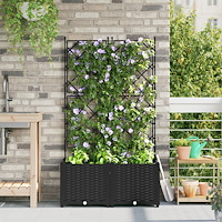 vidaXL Trädgårdsplanterare med trellis 2 st Svart 80x40x143 cm