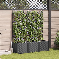 vidaXL Trädgårdsplanterare med Trellis 3 st Svart 120x40x143 cm
