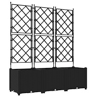 vidaXL Trädgårdsplanterare med Trellis 3 st Svart 120x40x143 cm