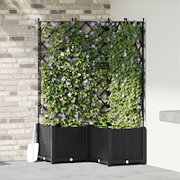 vidaXL Trädgårdsplanterare med spaljé 3 st Svart 80x80x143 cm