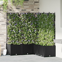 vidaXL Trädgårdsplanterare med trellis 5 st Svart 120x120x143 cm