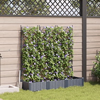 vidaXL Trädgårdsplanterare med Trellis 3 st Grå 120x40x125.5 cm