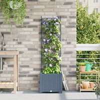 vidaXL Trädgårdsplanterare med Trellis Ljusgrå 40x40x143 cm