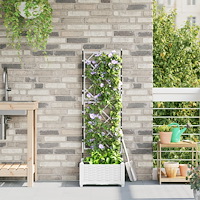 vidaXL Trädgårdsplanterare med spaljé vit 40x40x125.5 cm