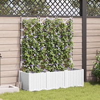 vidaXL Trädgårdsplanterare med Trellis 3 st Vit 120x40x143 cm