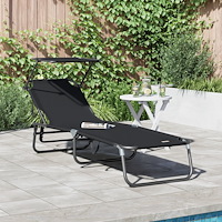 vidaXL Vikbar solstol med tak Svart 600D Oxford tyg