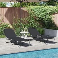 vidaXL vikbar solstol 2 st portabel svart 600D Oxford tyg