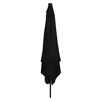 vidaXL Fyrkantig Trädgårdsparasol med LED-lampor 295x245 cm Svart