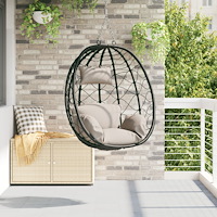 vidaXL Hängande Äggstol Korg utan Ställning Taupe Poly Rattan