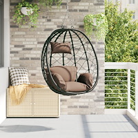 vidaXL Hängande Äggstol Korg utan Stativ Kaffefärg Poly Rattan