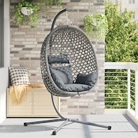 vidaXL Hängande Äggstol Korg med Stöd Grå Poly Rattan
