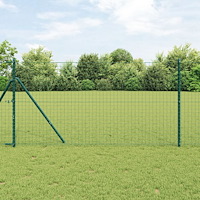 vidaXL Stängselpostset 7 pcs Grön Ø32mm 160 cm Stål