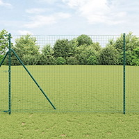 vidaXL Stängselstolpar set 7 pcs Grön Ø32mm 160 cm Metall