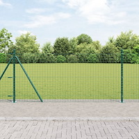 vidaXL Stängselstolpar set 7 pcs Grön Ø32mm 110 cm Metall, Tråd