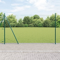 vidaXL Stängselstolpar Set med Basplattor 7 pcs Grön Ø32mm 160 cm