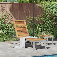 vidaXL Solstol med hjul 207x58x35 cm Massivt akaciaträ & Rostfritt stål