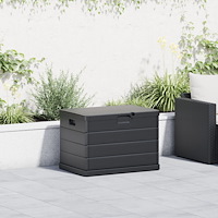 vidaXL Trädgårdsförvaringsbox - Antracit, 77.5 x 54.5 x 53 cm, Plast, 170 L