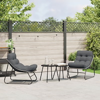 vidaXL Trädgårdsmöbler med kudde 2 pcs Svart 60 x 80 x 71cm Metall