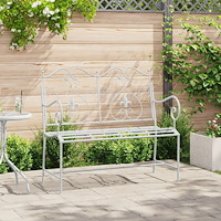 vidaXL Bänk Vit Metall 104 x 54 x 93 cm Hållbar Utomhusbänk