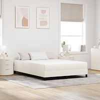 vidaXL Sängmadrass med madrass Kräm 140 x 200 cm tyg