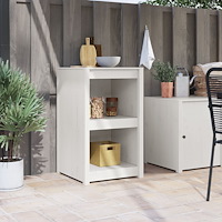 vidaXL Utomhusköksskåp Vit 55x55x92 cm Massivt trä Tall