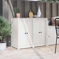 vidaXL Utomhus köksdörrar 2 st Vit 50x9x82 cm Massivt tallträ