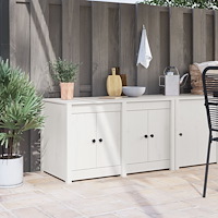 vidaXL Utomhuskökskåp Vit 106x55x64 cm Massivt furu